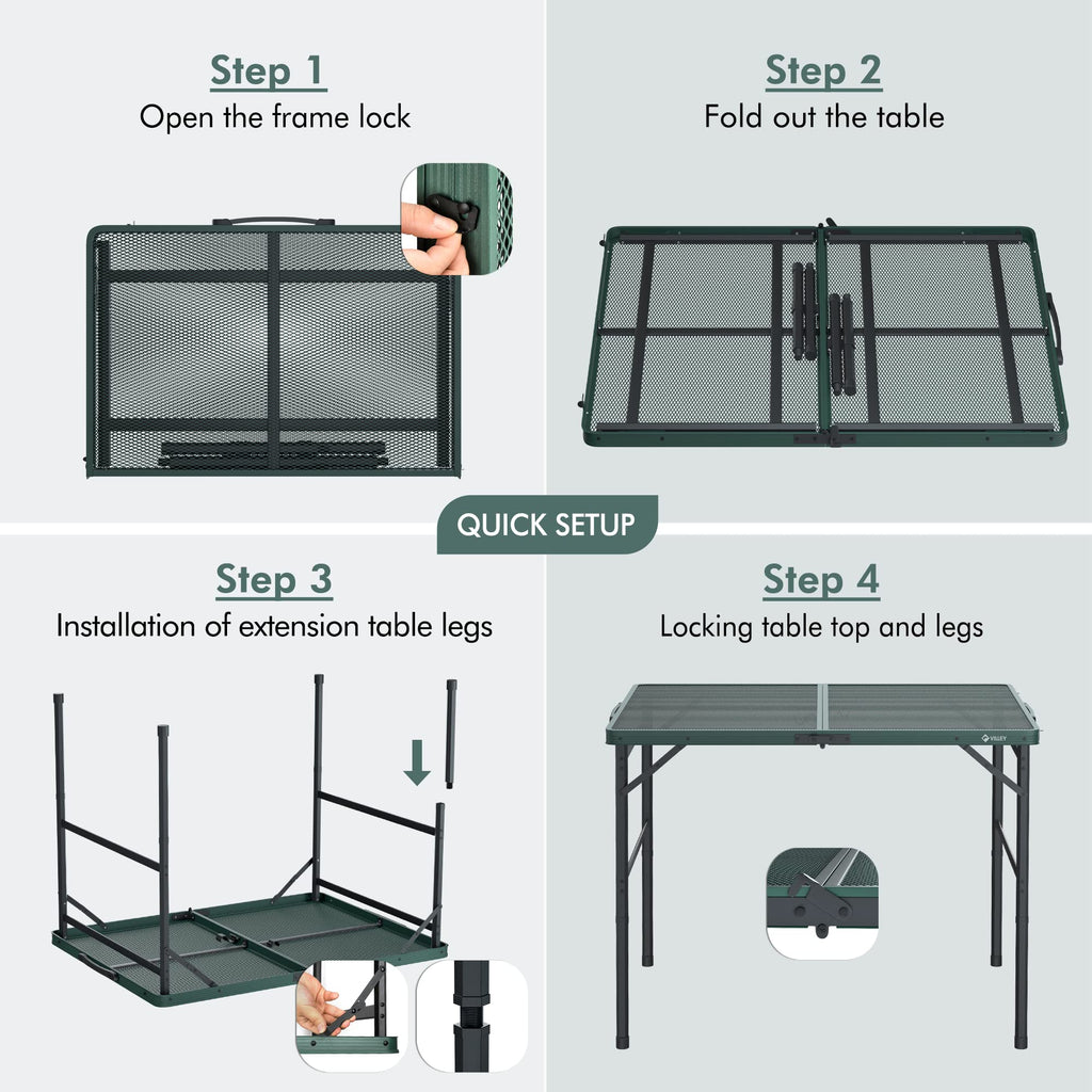 3ft Folding Aluminum Camping Table with Adjustable Legs S29891