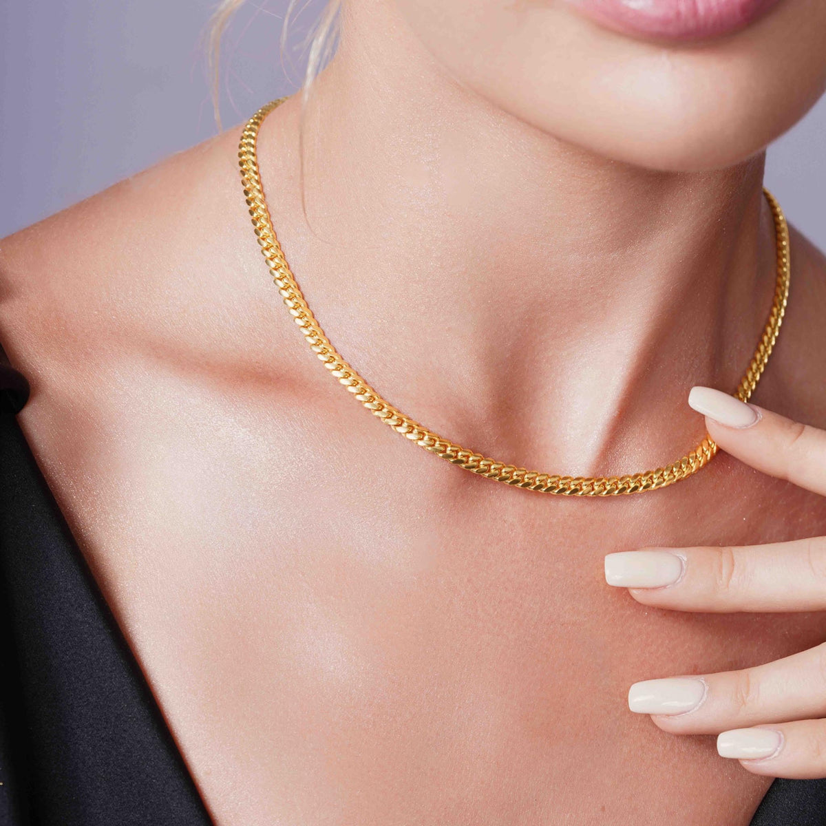 5.5mm Gold Vermeil Sterling Silver Cuban Link Chain Necklace A98234