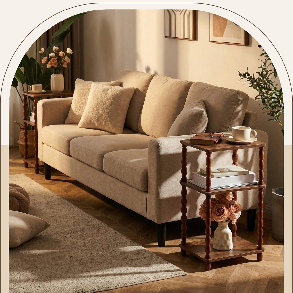 Set of 2 Small 3-tier Square Side Table C366