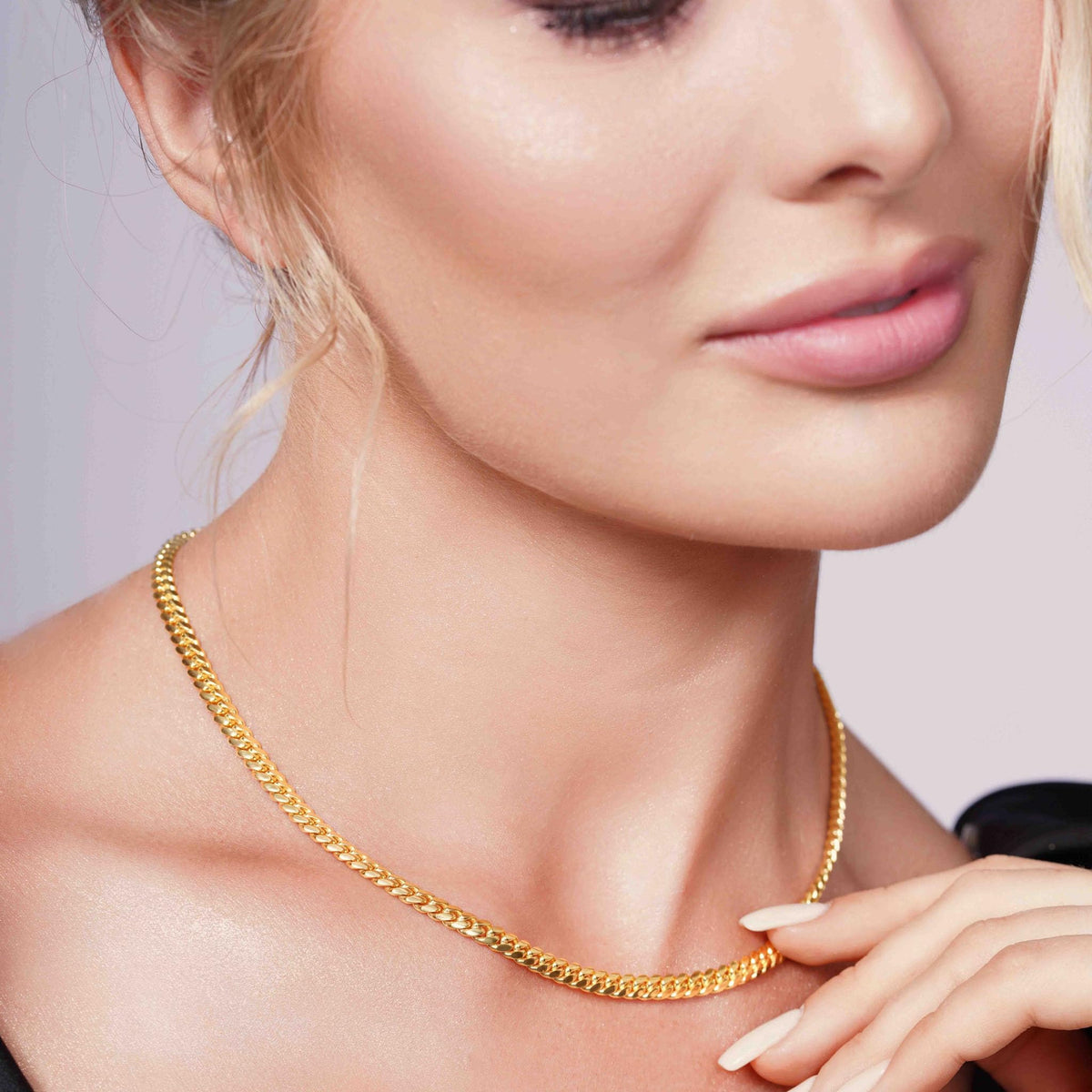 5.5mm Gold Vermeil Sterling Silver Cuban Link Chain Necklace A98234