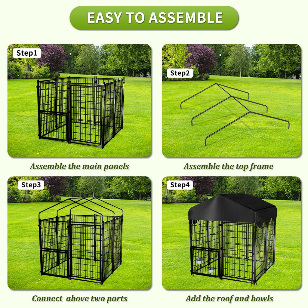 Heavy Duty Dog Kennel with Roof V487