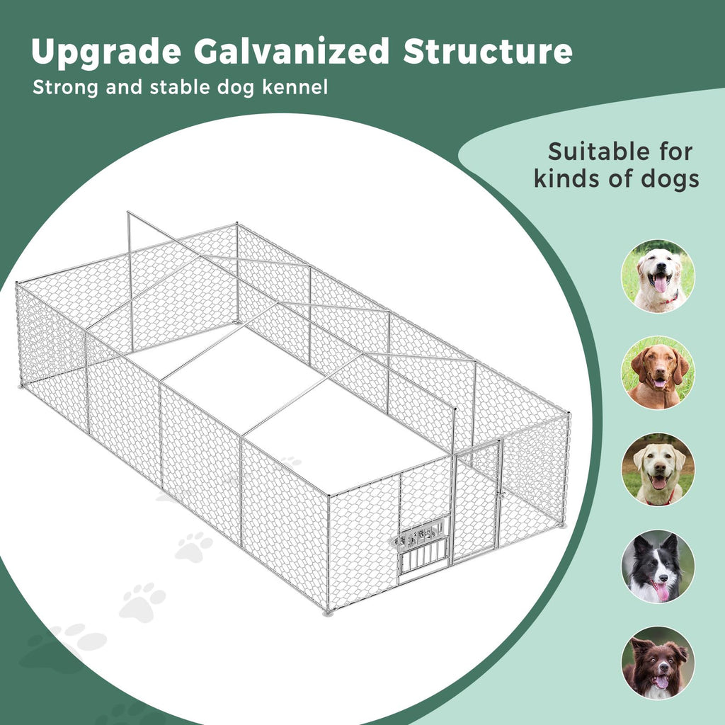 10×20FT Heavy Duty Chain Link Dog Kennel with Roof P3364