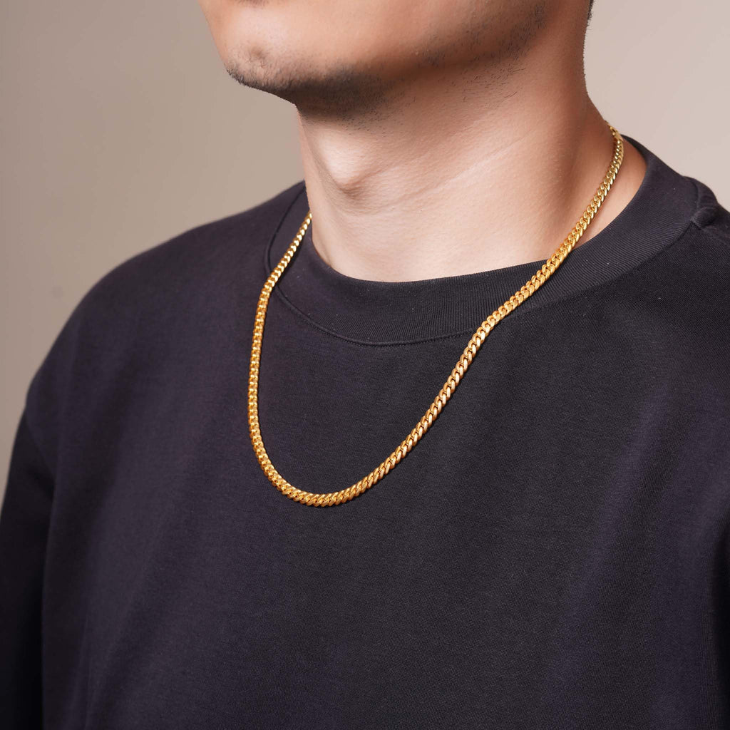 5.5mm Gold Vermeil Sterling Silver Cuban Link Chain Necklace A98234
