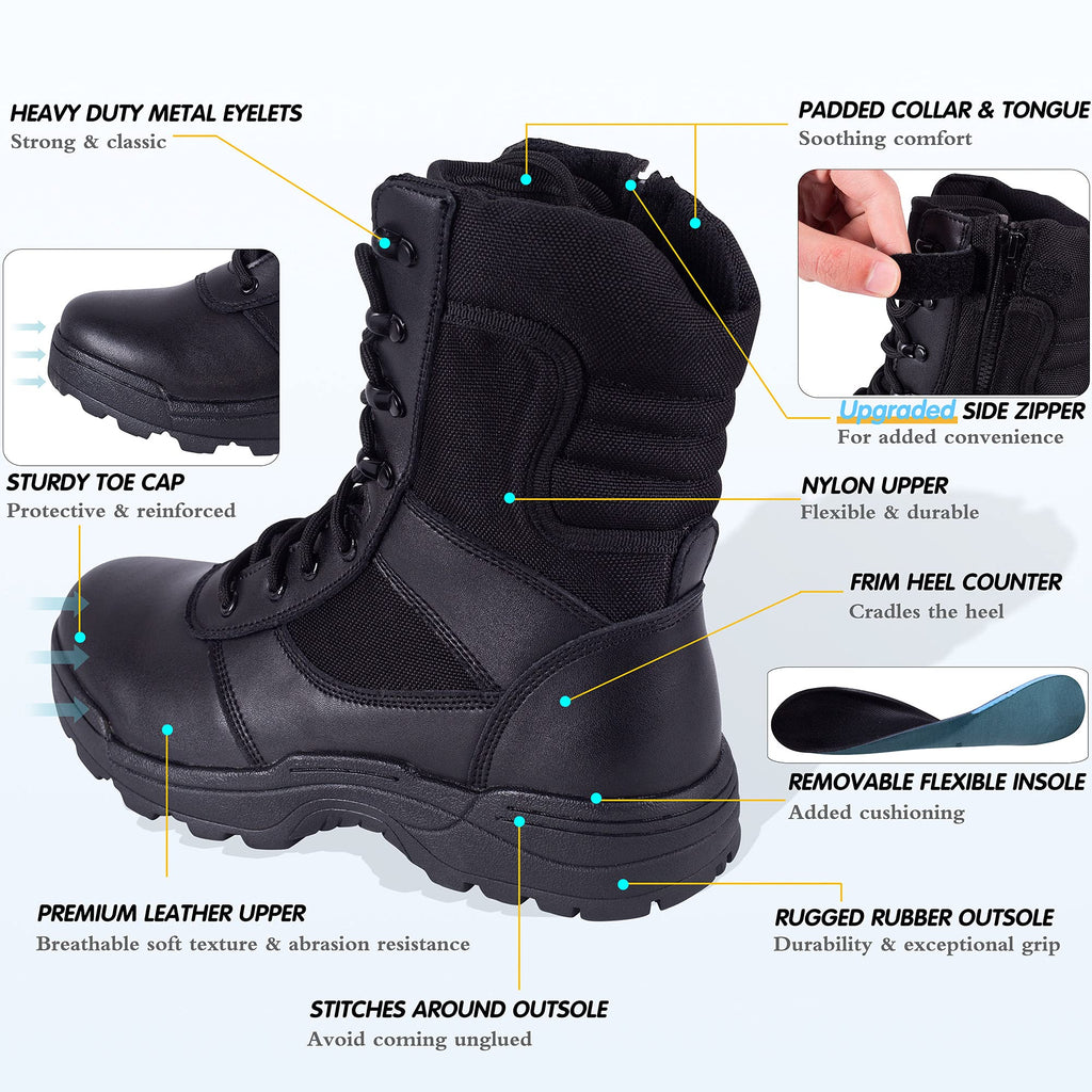Men's Side Zipper Tactical Work Boots T6138