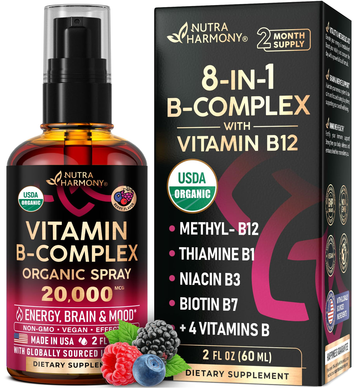 USDA Organic Vitamin B-Complex 20000mcg 2Oz M292