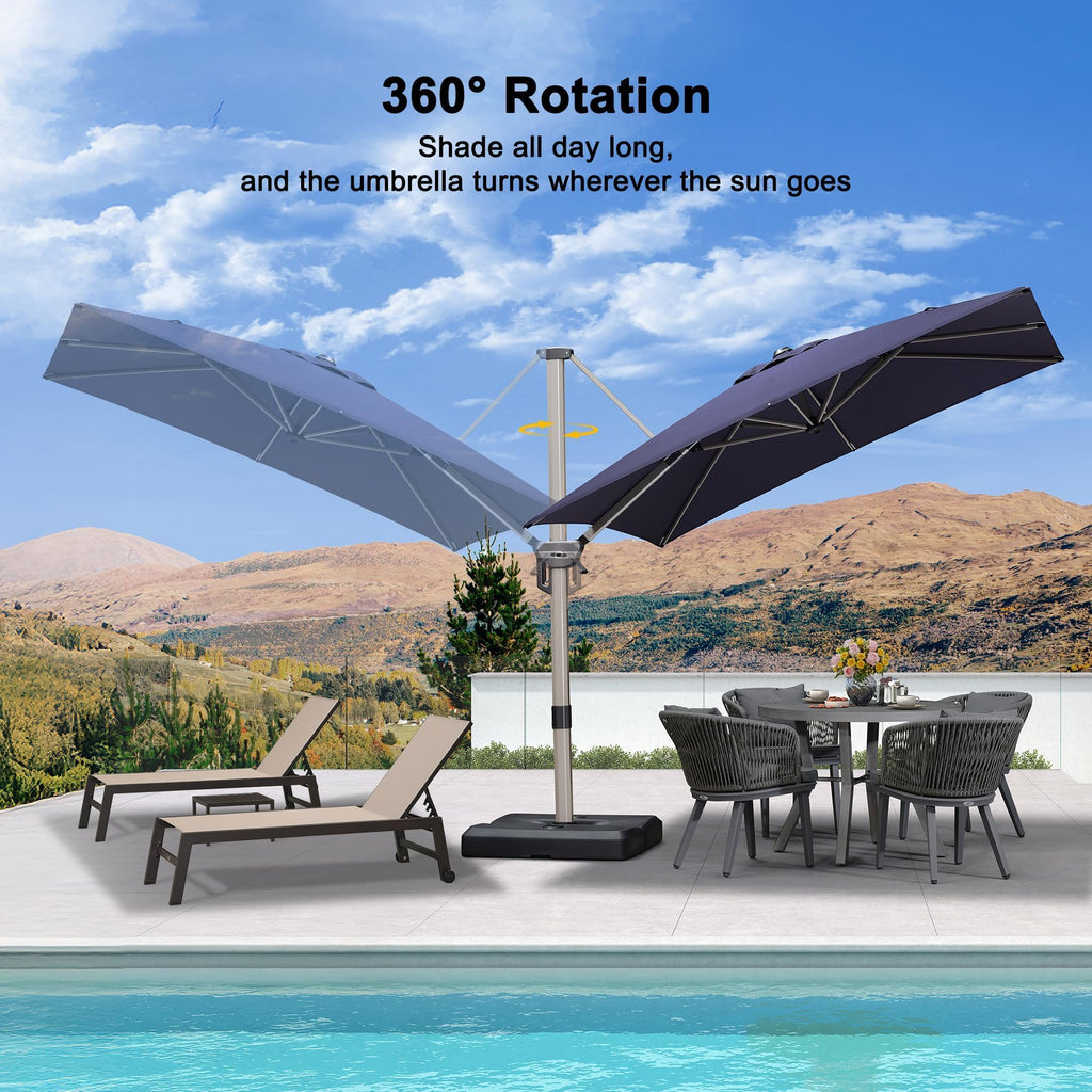 Navy Blue Cantilever Umbrella with Base O657