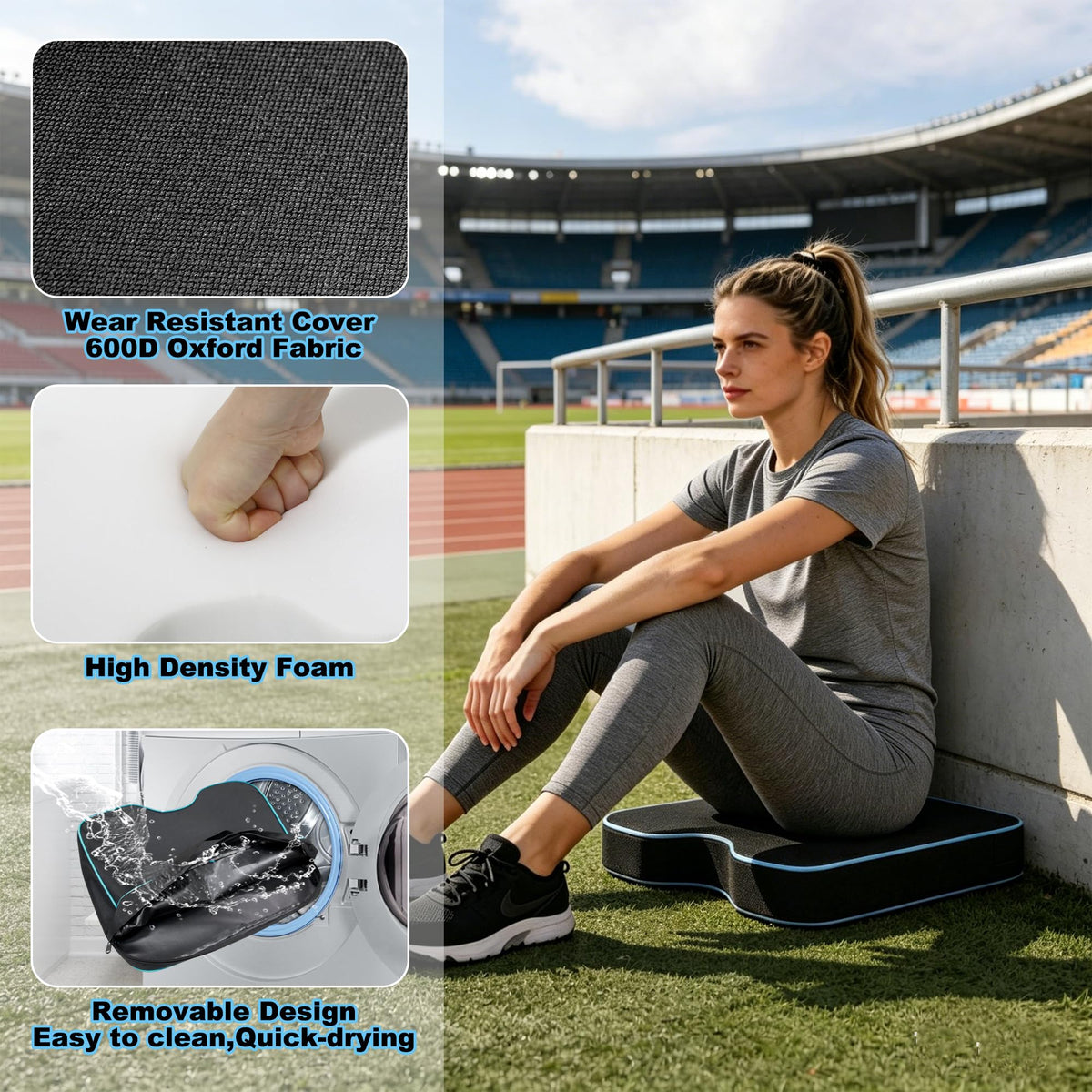 2 Pack Black Stadium Seat Cushion H2359