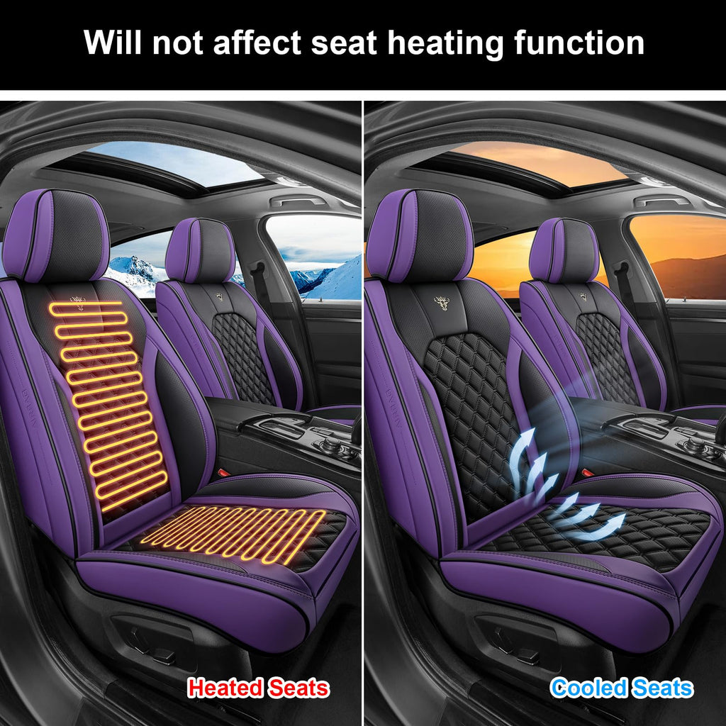 Purple Black Leather Car Seat Covers Full Set L991