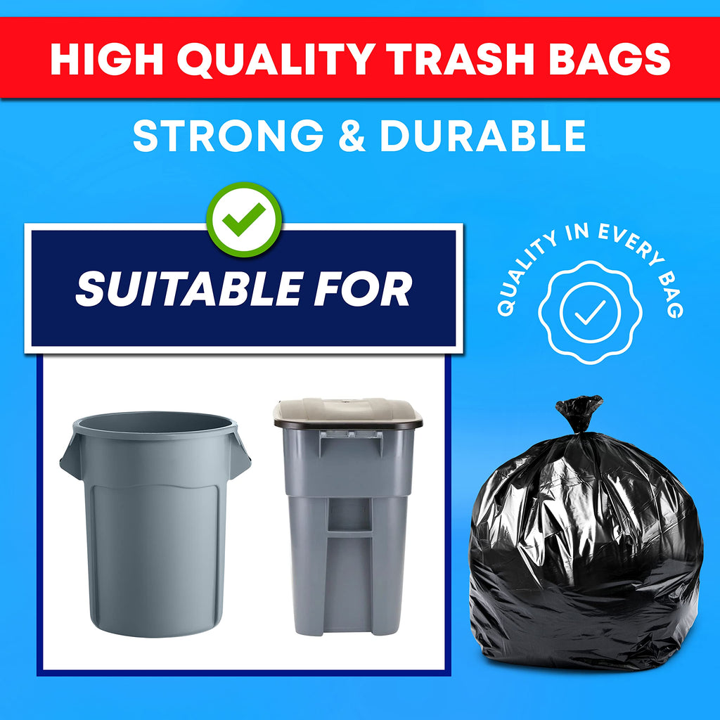 55-60 Gallon Heavy Duty Black Trash Bags 150 Bags R534252