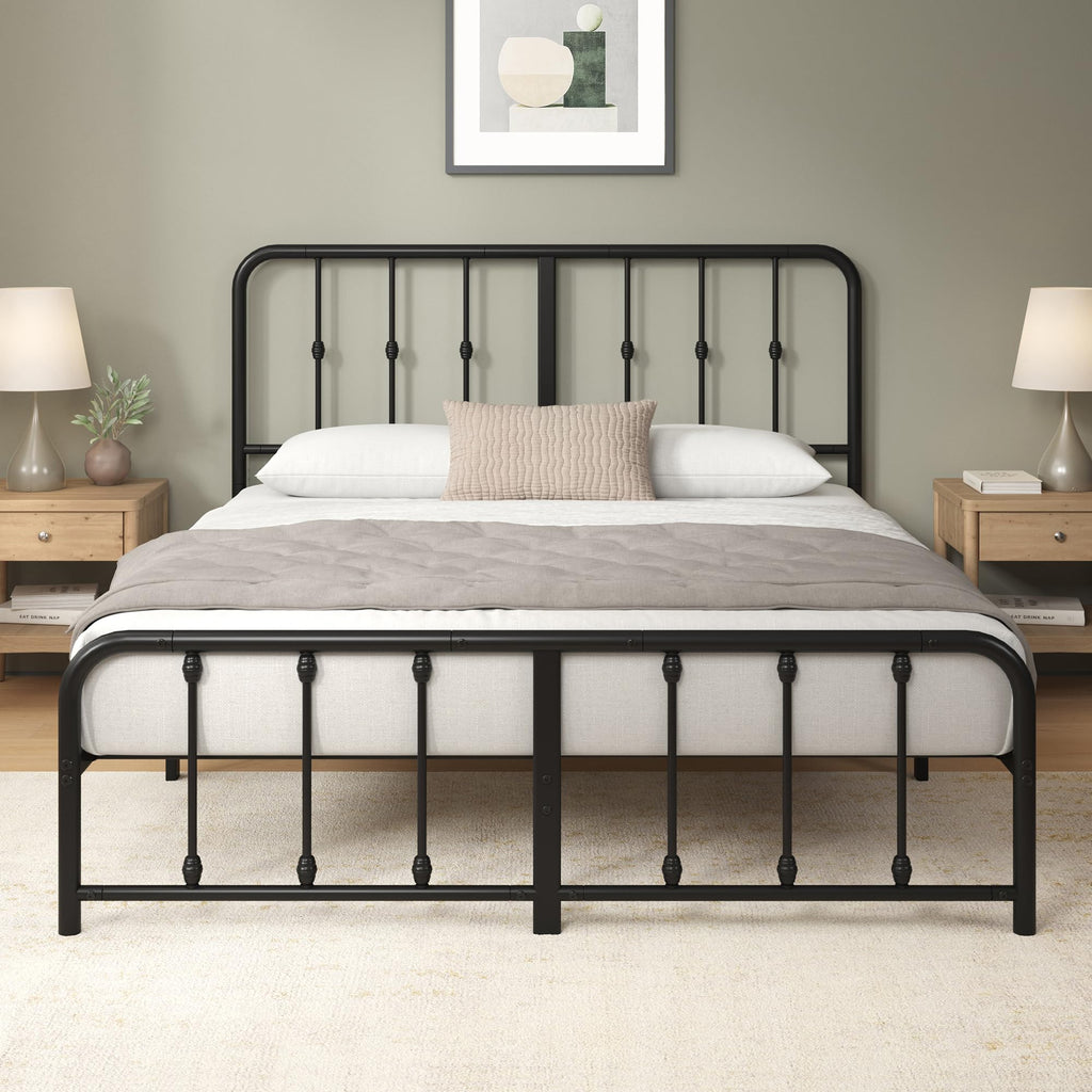 Queen Metal Platform Bed Frame with Spindle Headboard B595470