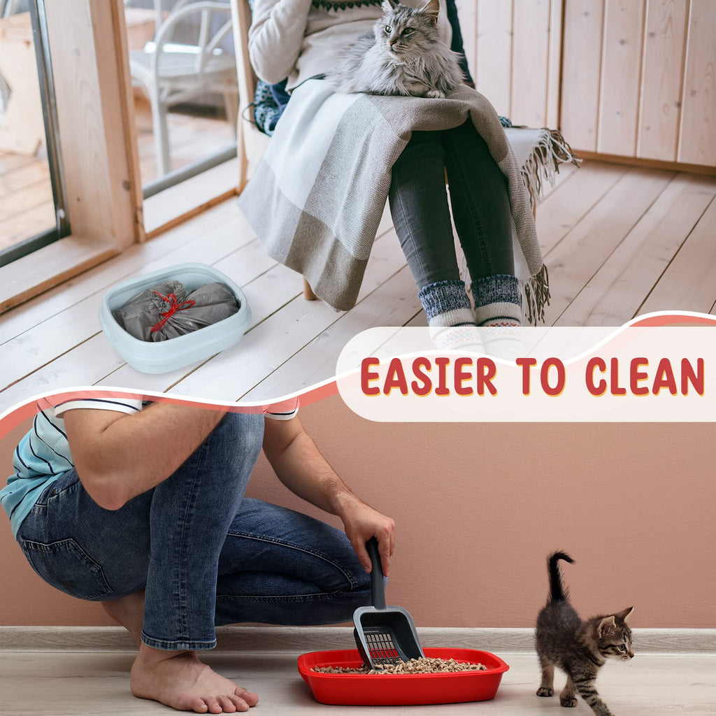 50 Count Jumbo Cat Litter Box Liners 39 x 22 Inch Gray Red O954