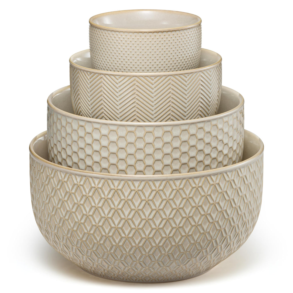 Ceramic Nesting Bowls Set of 4 Almond C446