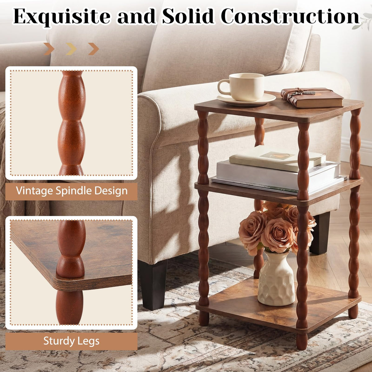 Set of 2 Small 3-tier Square Side Table C366