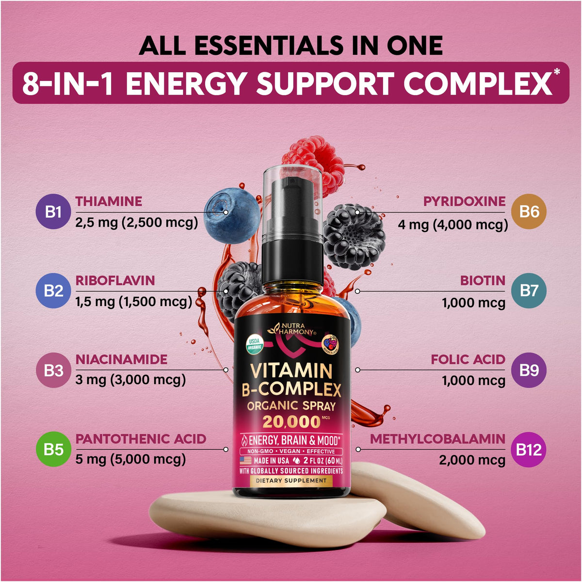 USDA Organic Vitamin B-Complex 20000mcg 2Oz M292