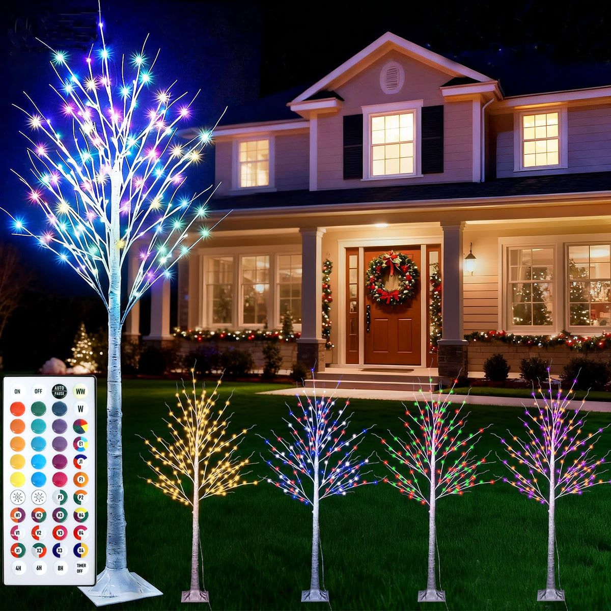7Ft Birch Tree with LED Lights U7533