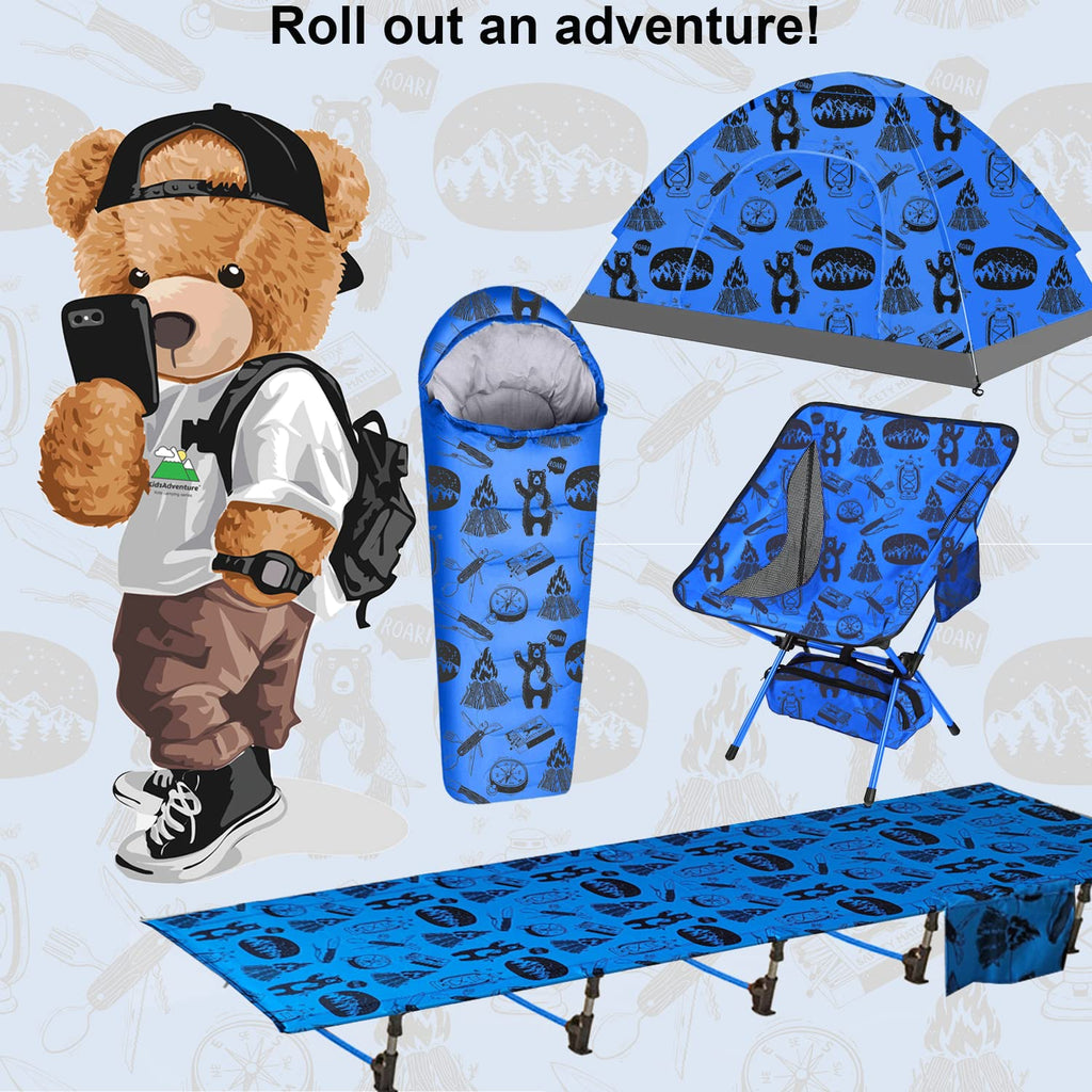 Blue Portable Folding Kids Camping Cot T397