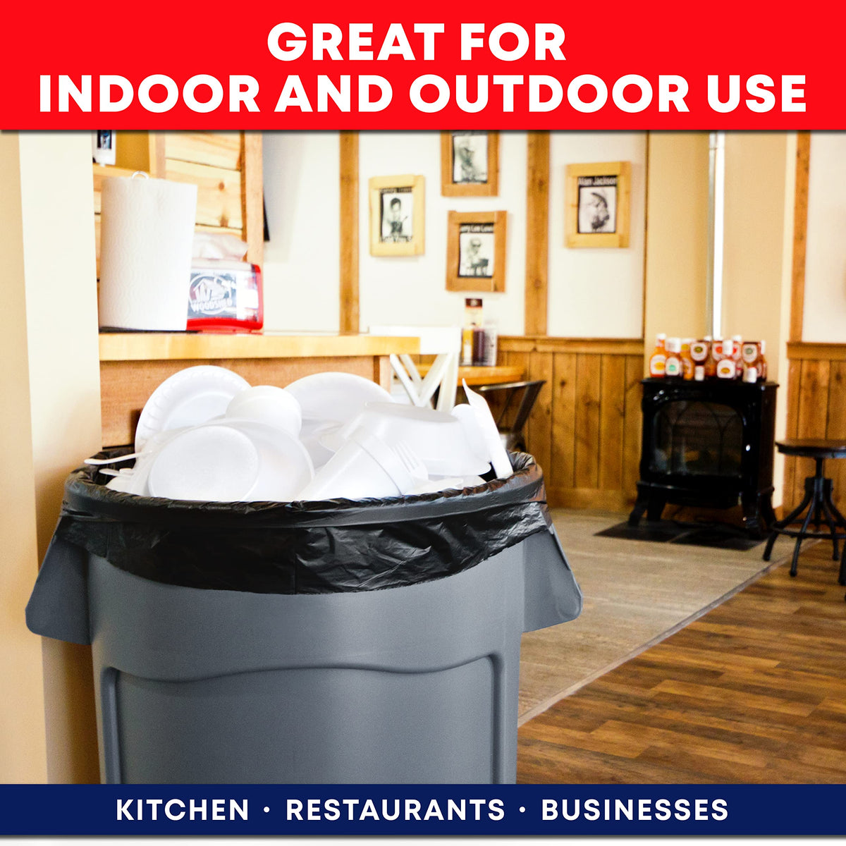 55-60 Gallon Heavy Duty Black Trash Bags 150 Bags R534252