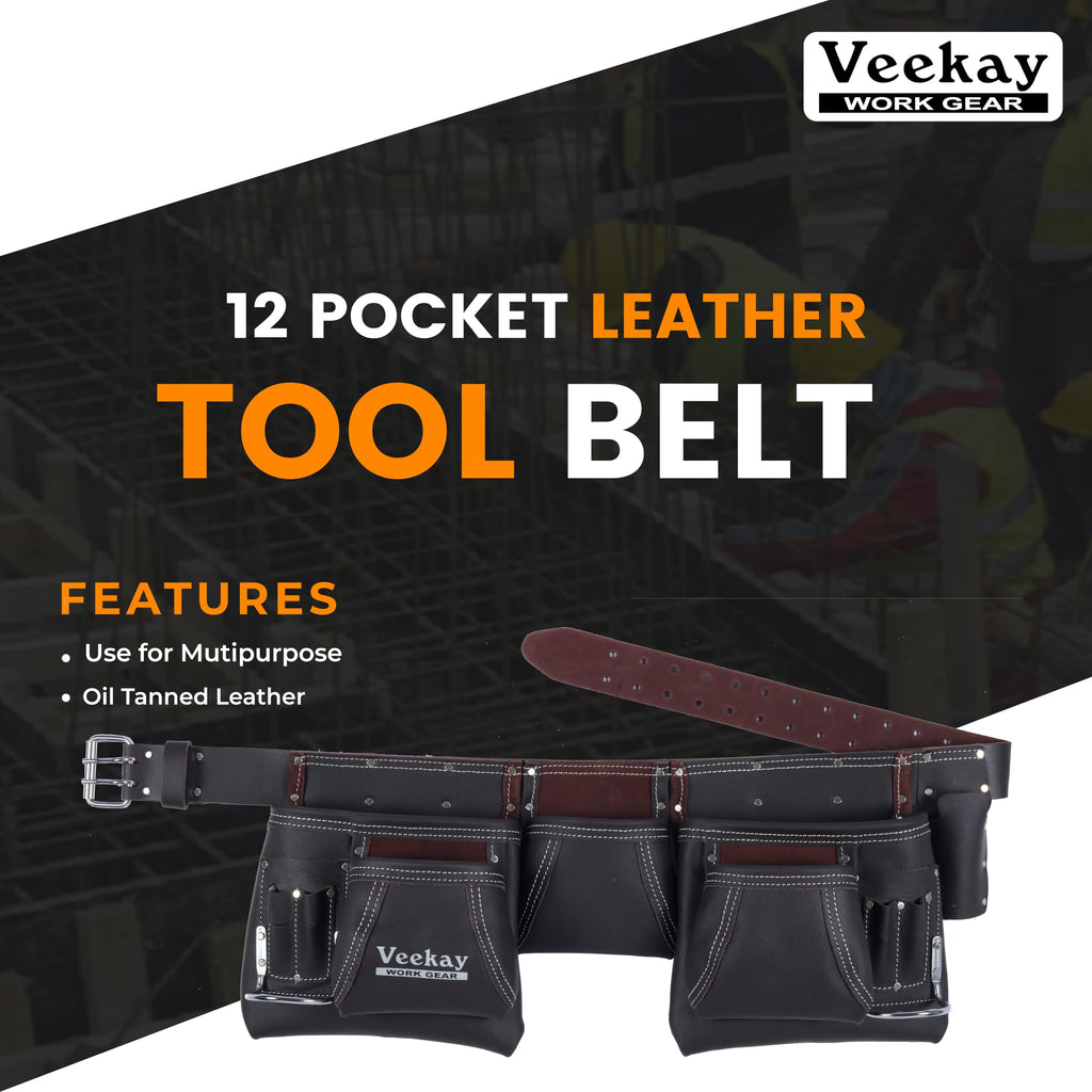 Brown Leather 2-Inch Tool Belt with 12 Pockets K9519