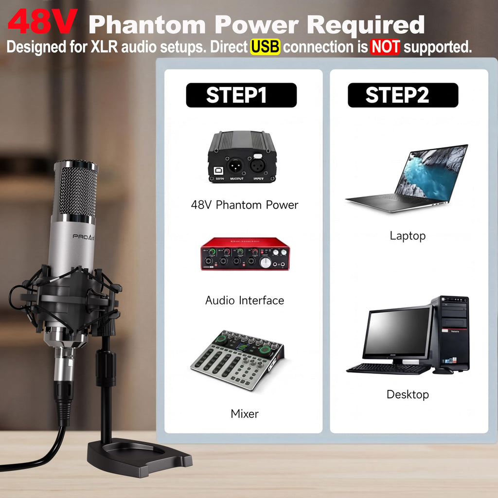 XLR Condenser Microphone with Desktop Stand L1408