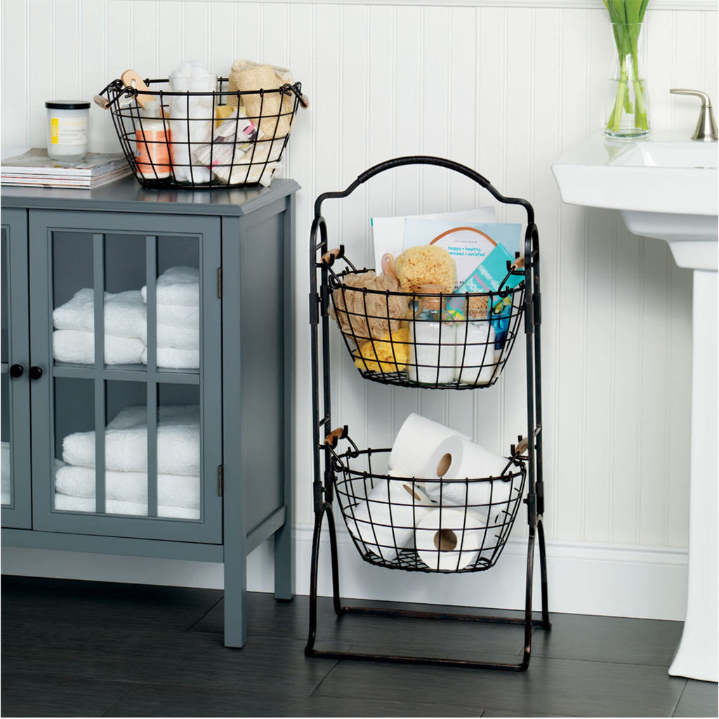 Adjustable 3-Tier Metal Floor Standing Storage Basket J1895