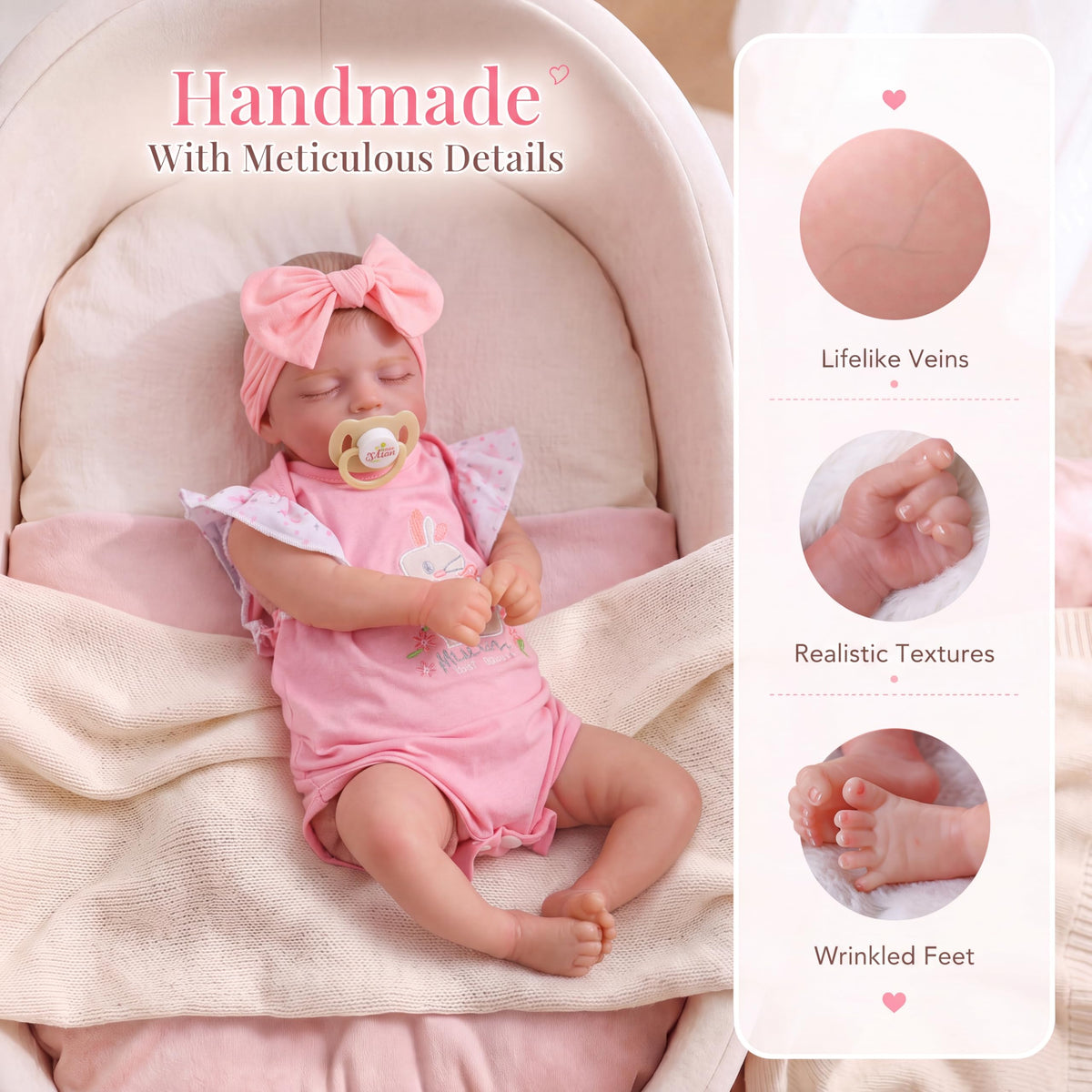 20 Inch Soft Body Realistic Baby Doll Girl D416