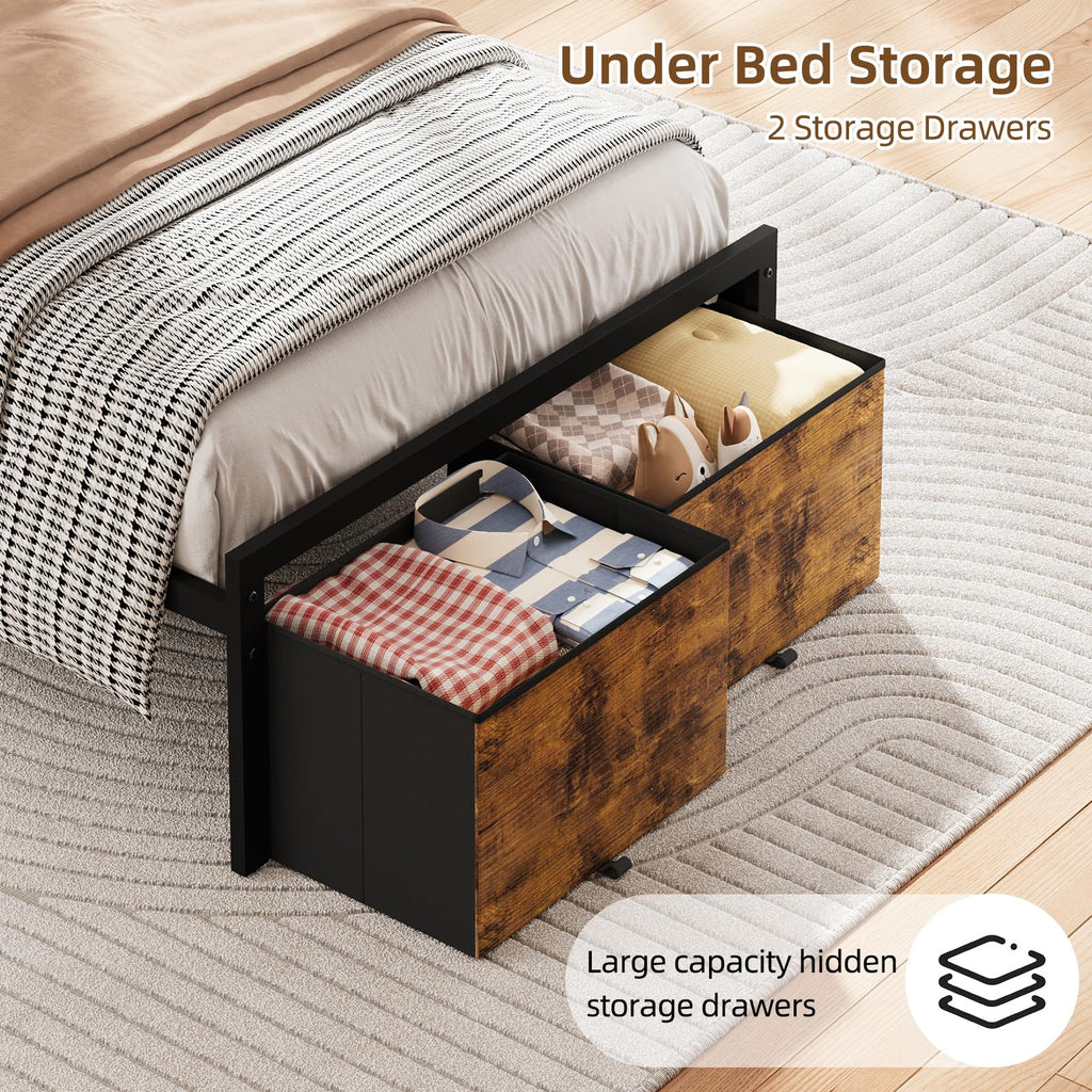 Twin Size Bed Frame with Storage L660
