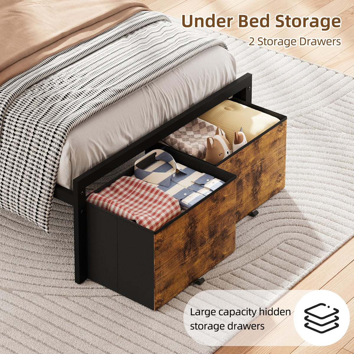 Twin Size Bed Frame with Storage L660