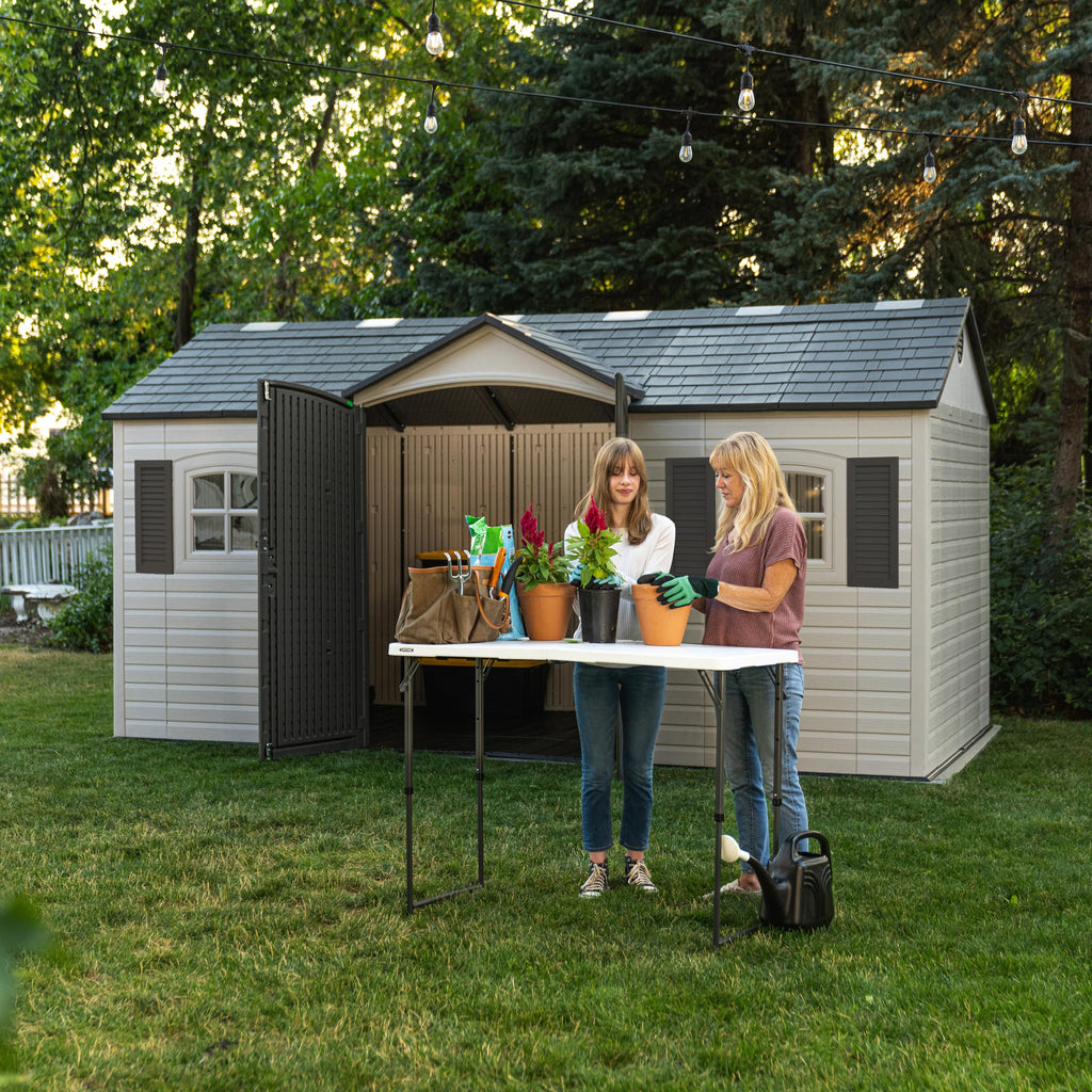15x8 Ft Desert Sand Resin Outdoor Storage Shed V9578