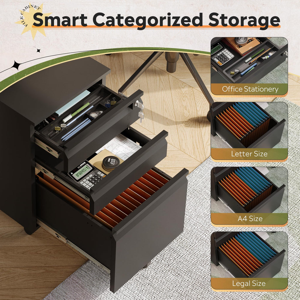 3 Drawer Mobile File Cabinet with Lock J7338