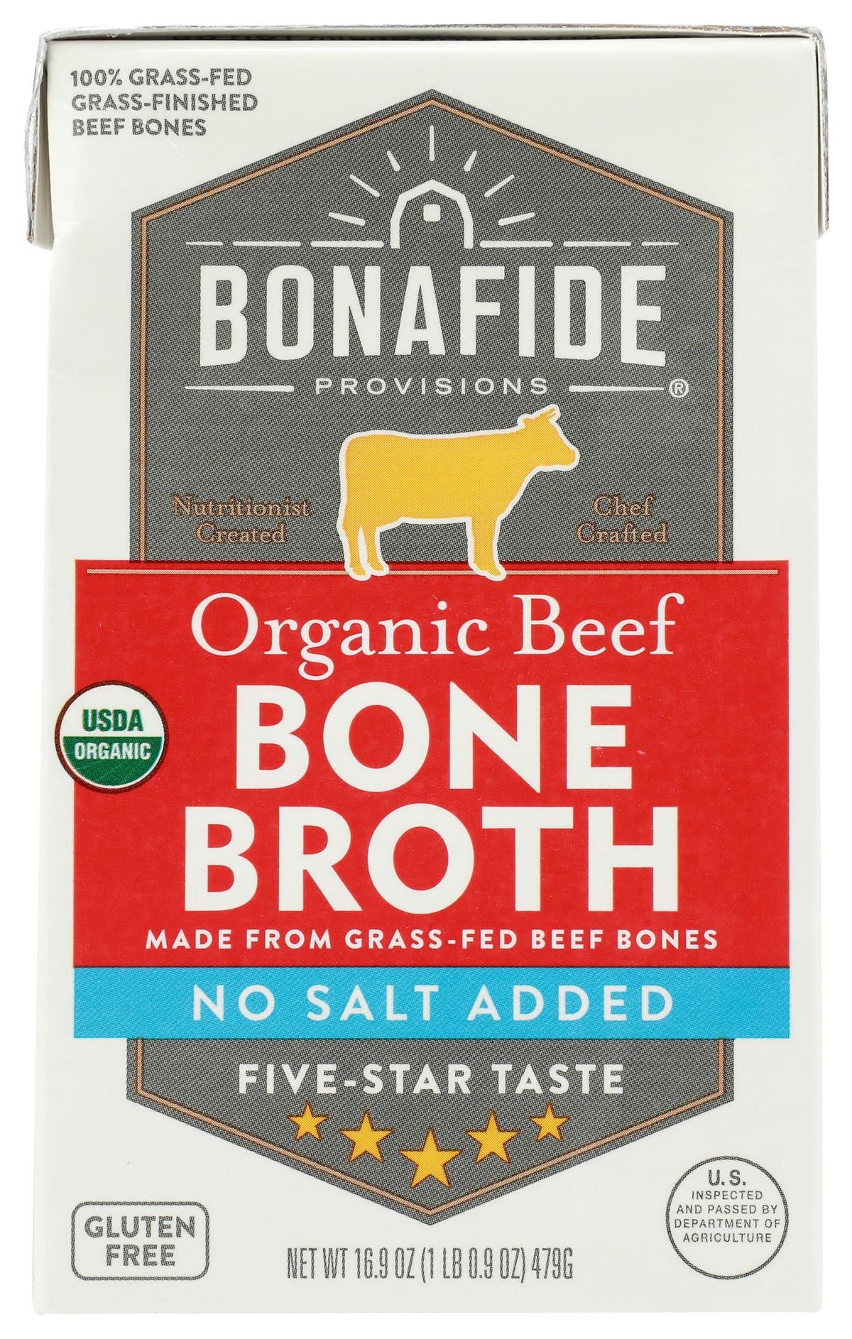 Bone Broth Beef No Salt Added Organic 16.9 Ounce P1513