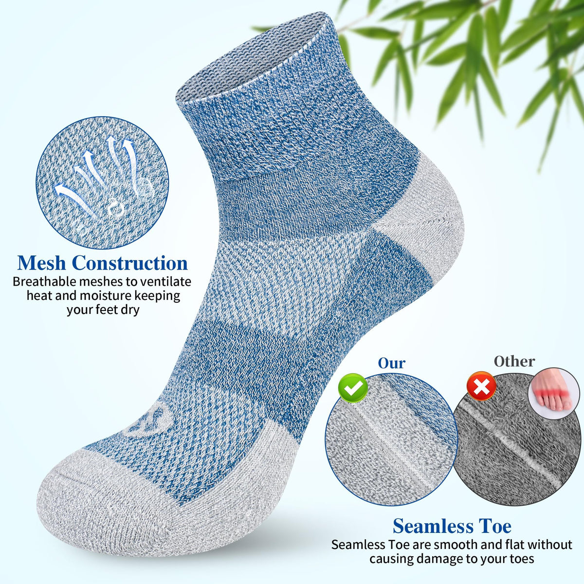 Diabetic Socks for Men, 12 Pairs Ankle & Low Cut Size 9-15 F995042