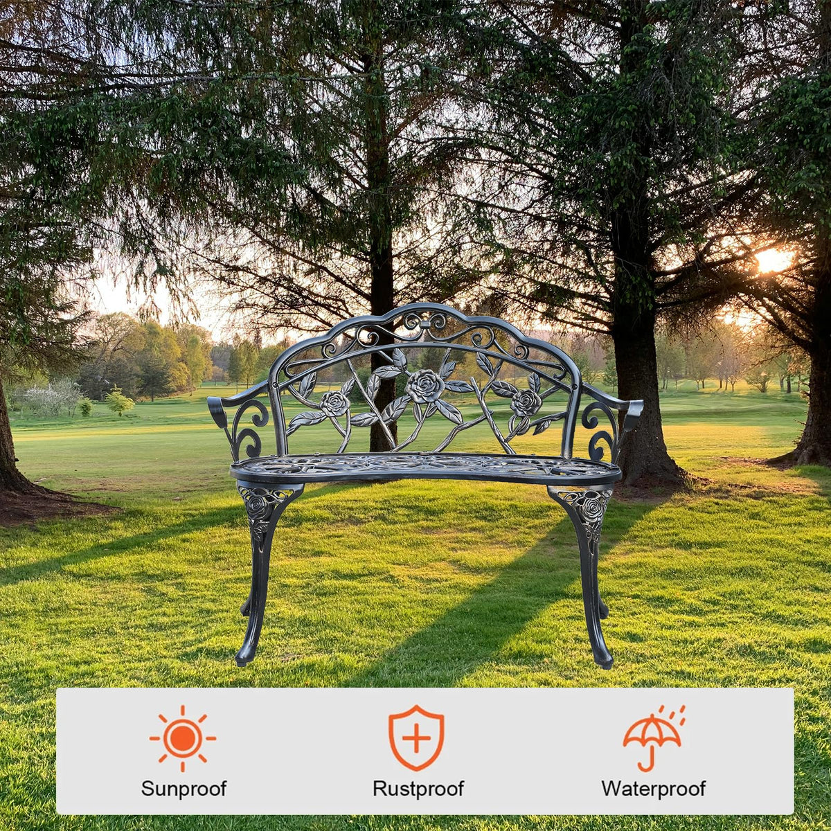 Cast Aluminium Outdoor Bench E651