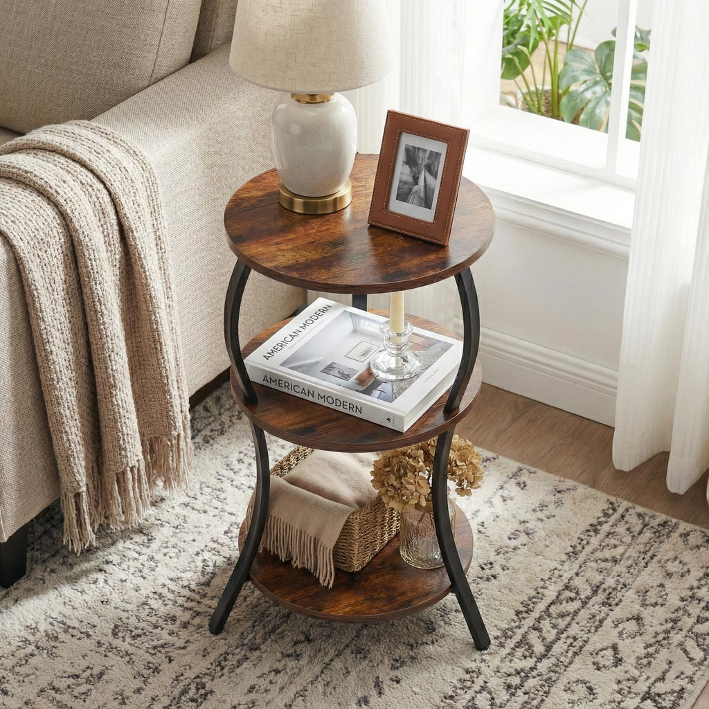 Vintage 3-Tier Round Side Table N2414