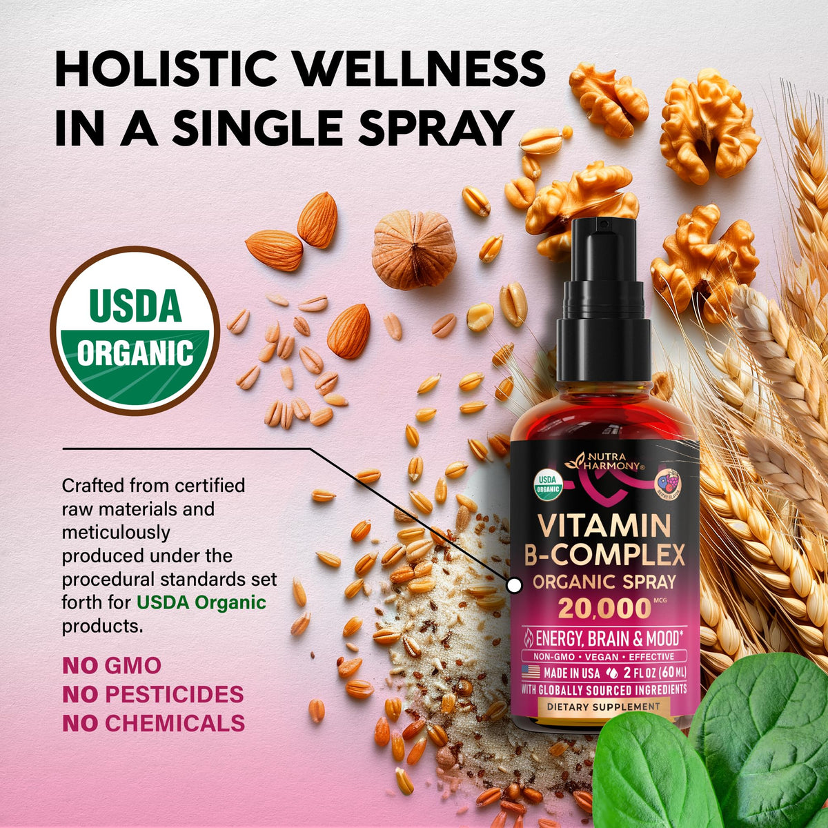 USDA Organic Vitamin B-Complex 20000mcg 2Oz M292