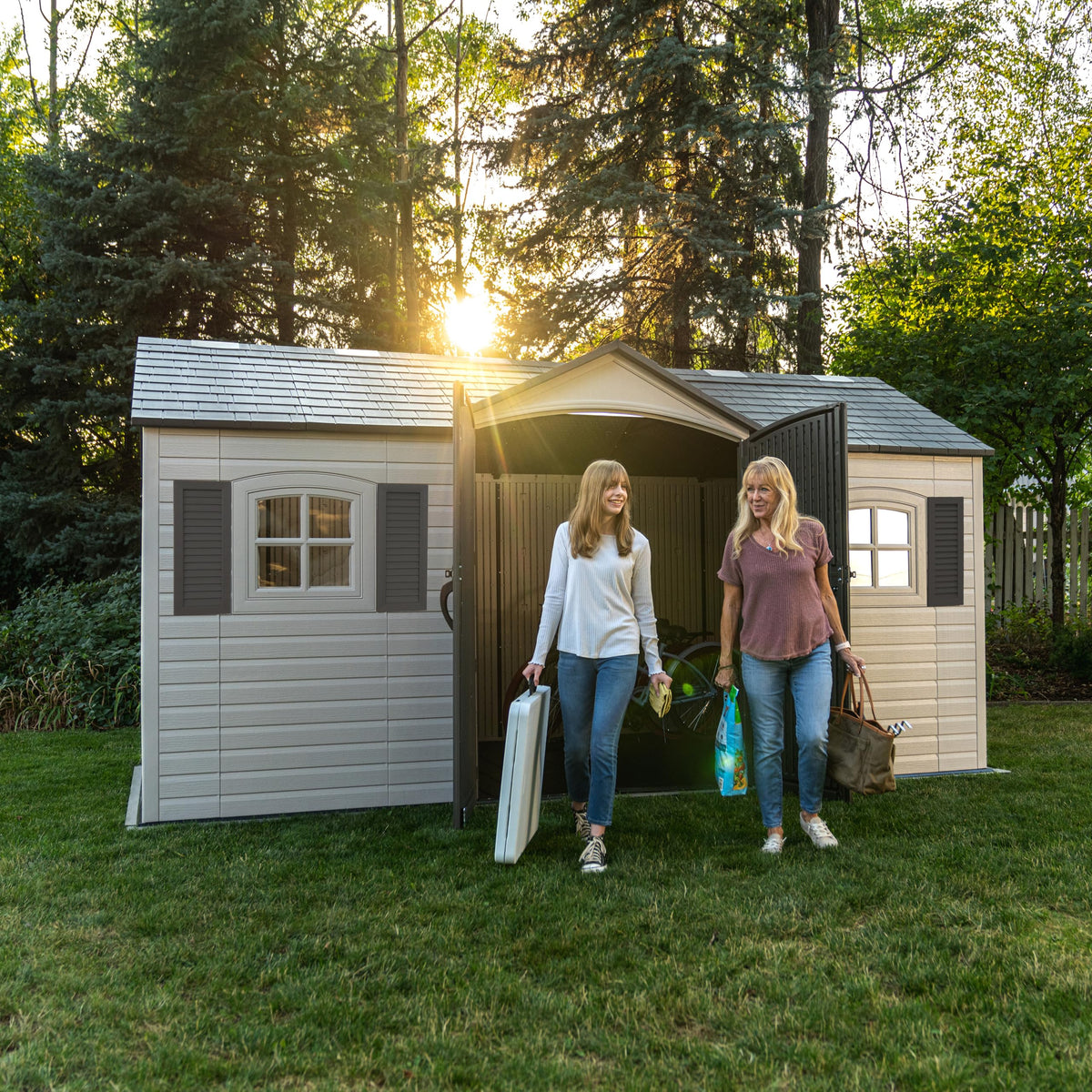 15x8 Ft Desert Sand Resin Outdoor Storage Shed V9578